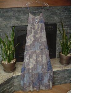 Paisley Tiered MAXI dress Size Large Whimsygoth Fairygrunge Baby Doll LOVELY!